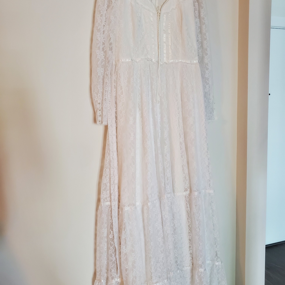 Rare Gunne Sax Size 15! Ivory Lace Dress with Pearl Trim